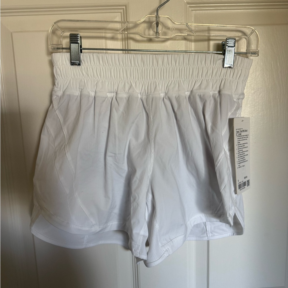 Lululemon Track That MR Short 5” Lined. White. NWT. Size 6